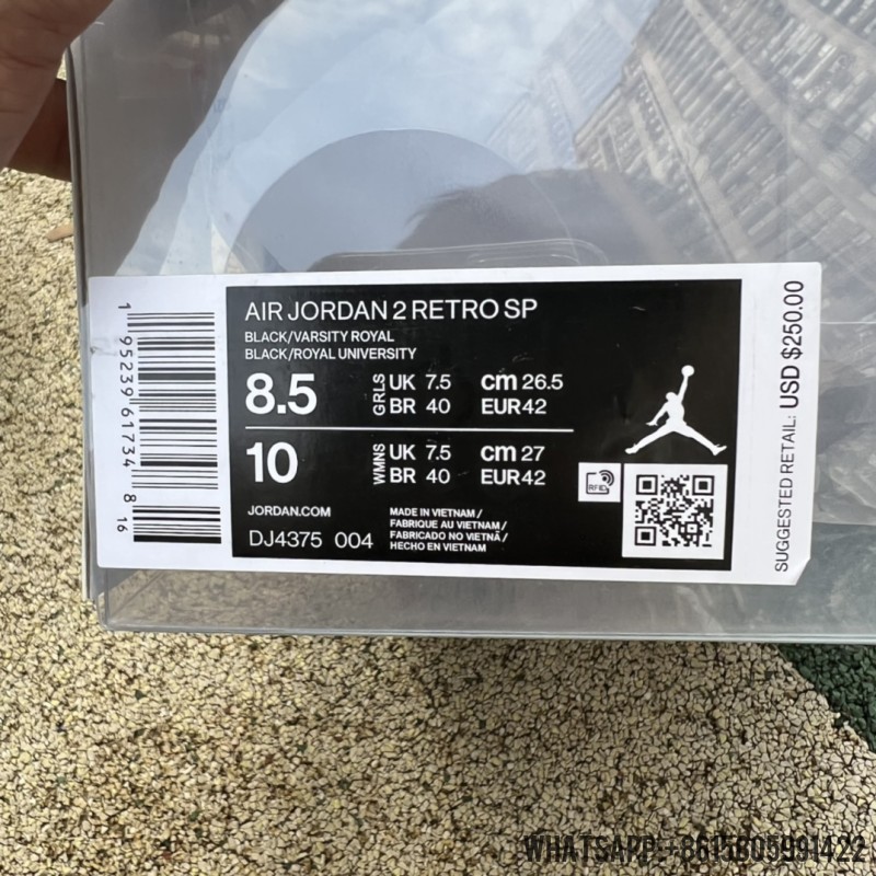 Off-White x Air Jordan 2 Retro Low SP 'Black Varsity Royal' DJ4375-004