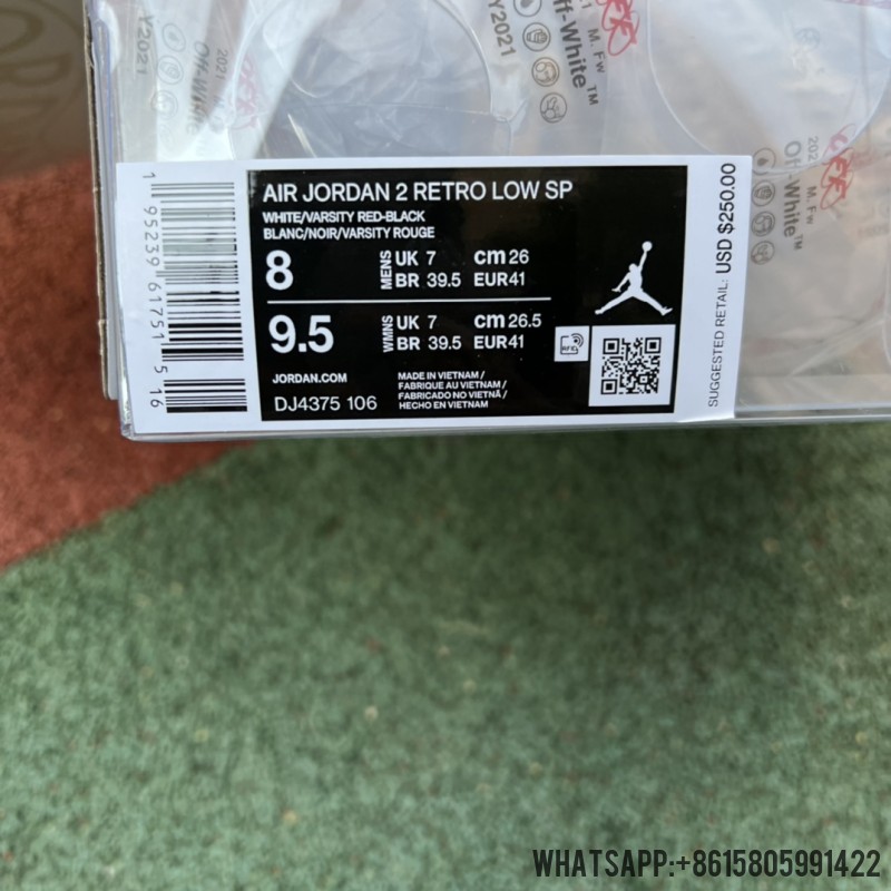 Off-White x Air Jordan 2 Retro Low SP 'White Varsity Red' DJ4375-106