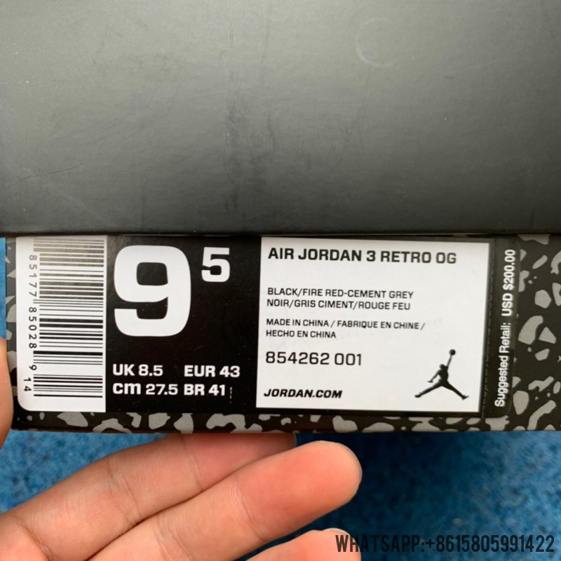 Air Jordan 3s Retro OG 'Black Cement' 2018 854262-001
