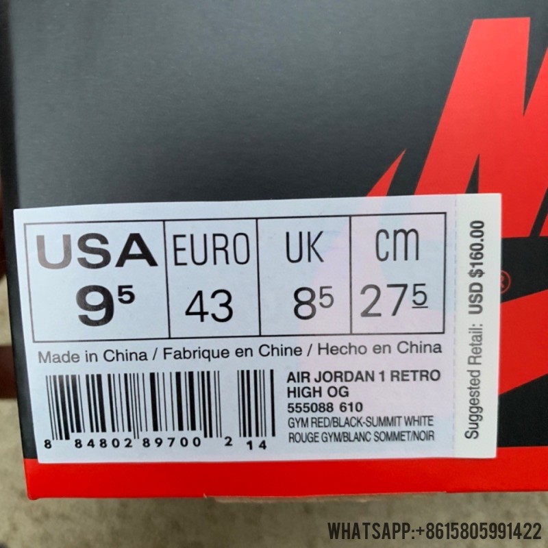 Air Jordan 1s Retro High OG 'Bred Toe' 555088-610