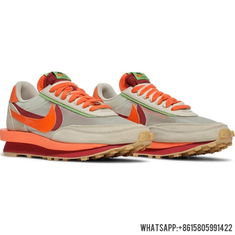 Cheap sacai x Clot x Nike LDWaffle 'Net Orange Blaze' DH1347-100 For Sale