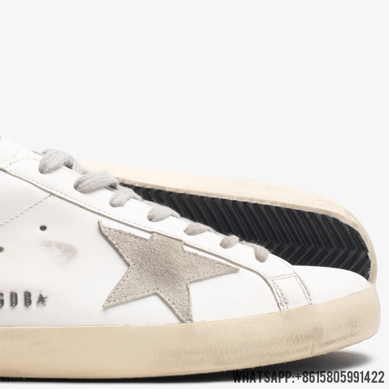 Cheap Golden Goose Super-Star White Green Grey Suede Patch GMF00102F00218010802 For Sale