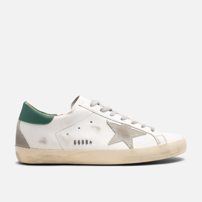 Golden Goose Super-Star White Green Grey Suede Patch GMF00102F00218010802