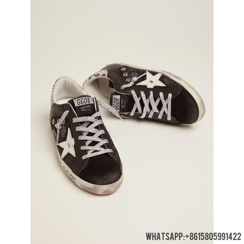 Cheap Golden Goose Super-Star sneakers with glitter and handwritten lettering 8050235126411 For Sale