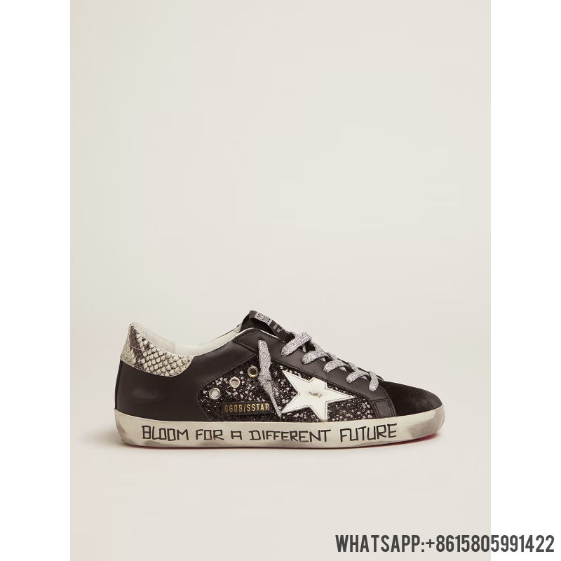 Cheap Golden Goose Super-Star sneakers with glitter and handwritten lettering 8050235126411 For Sale