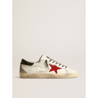 Golden Goose Super-Star with red suede star and green leather heel tab 8050235448537
